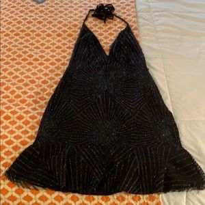 Black sparkle halter dress